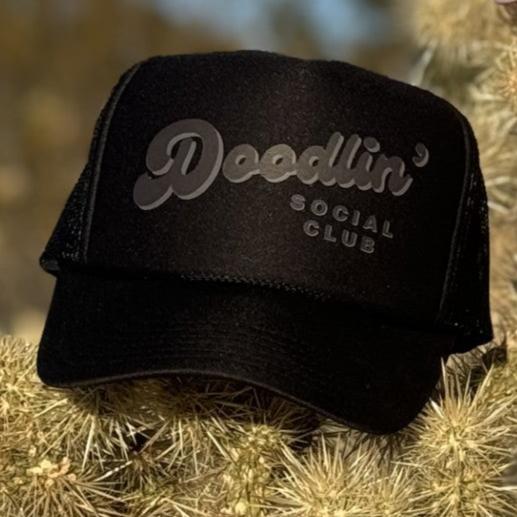 doodlin black charcoal trucker hat